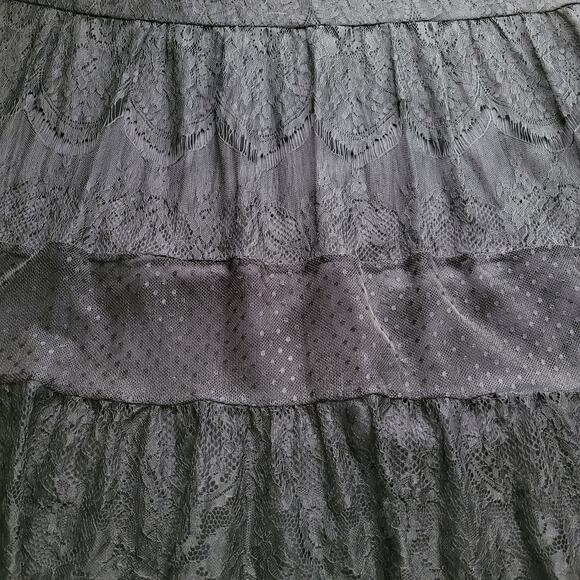 Garnet Hill Floral Lace Tiered Fringe Dress Size XL Black Boho Whimsigoth Witchy - Picture 7 of 13